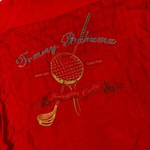 Tommy Bahama Golf Swingers Only More Bar Less Par Embroidered Camp Shirt Large